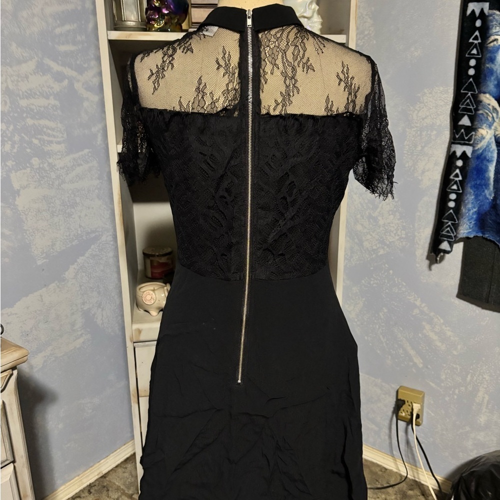 Twik Black Lace Mini Dress #lace #bow #preppy #goth - Picture 7 of 12
